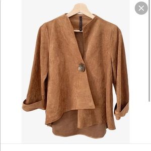 IC by Connie K Faux Suede Vegan Leather Swing Jacket